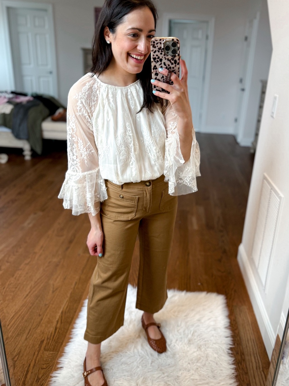 Loft Palmer High-Rise Wide Leg Crop Pants in Tan